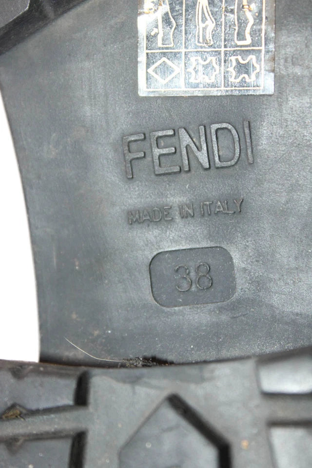 Fendi Italy. Black Leather Fur Lined Buckled Slip-On Ankle Boots Size EUR 38