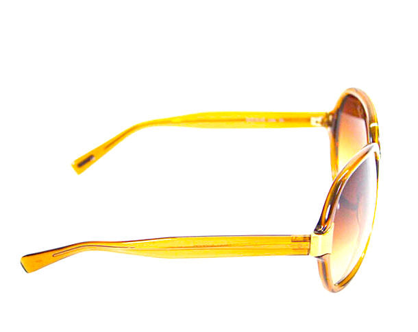 Oliver Peoples. Large Oval Frame Gold Tone Leyla Amber Sunglasses