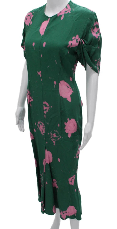 Marni Italy. Green Abstract Printed Viscose Blend Maxi Dress