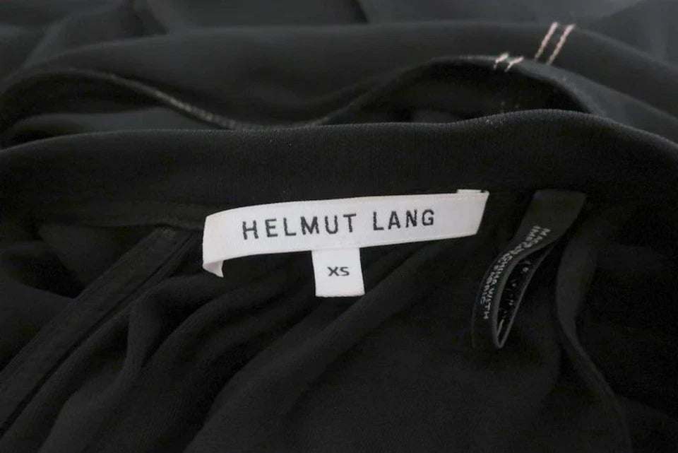 Helmut Lang NY. Black Shirred Jersey Size Belted Halter Midi Dress