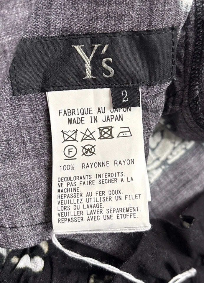 Yohji Yamamoto Japan. Y's. Drawstring Waist, Black, White, Green, Skirt