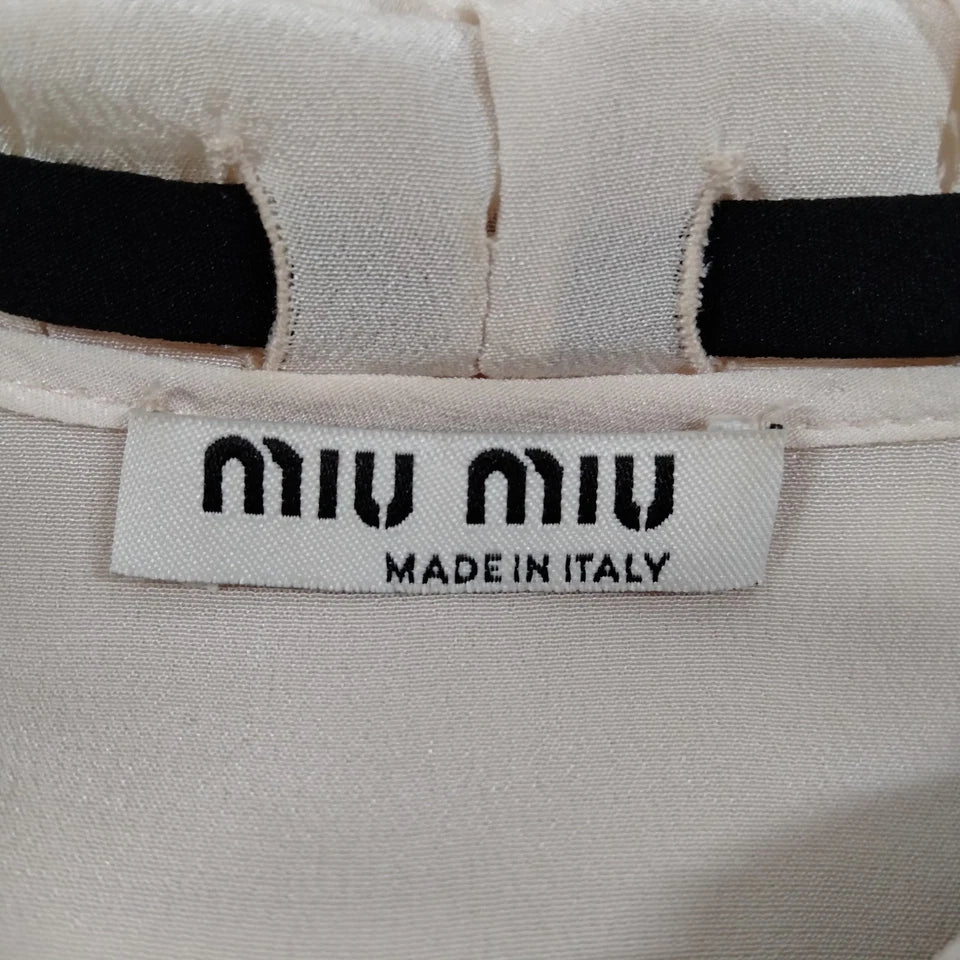 Miu Miu Italy. Nude Silk Tie Top