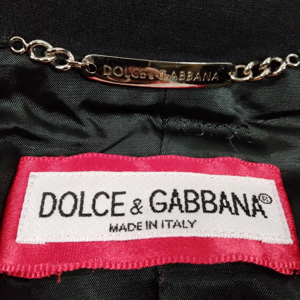 DOLCE & GABBANA ITALY. Black Wool, Nylon, Polyurethane Velour Jacket