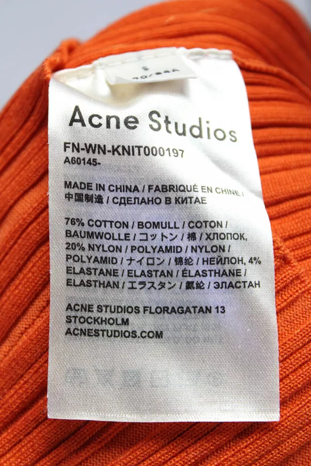 ACNE Studios Sweden. Orange Ribbed Turtleneck Pullover Sweater