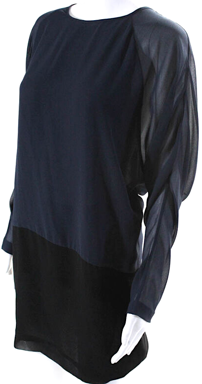 Acne Studios Sweden. Navy/Black Colorblock Long Sleeves Mini Dress