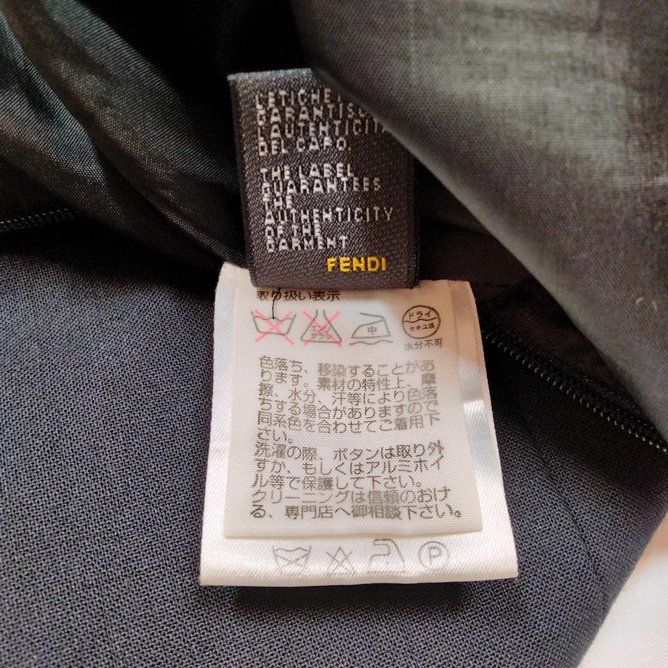 Fendi Italy. Vintage Black Wool, Rayon, Skirt