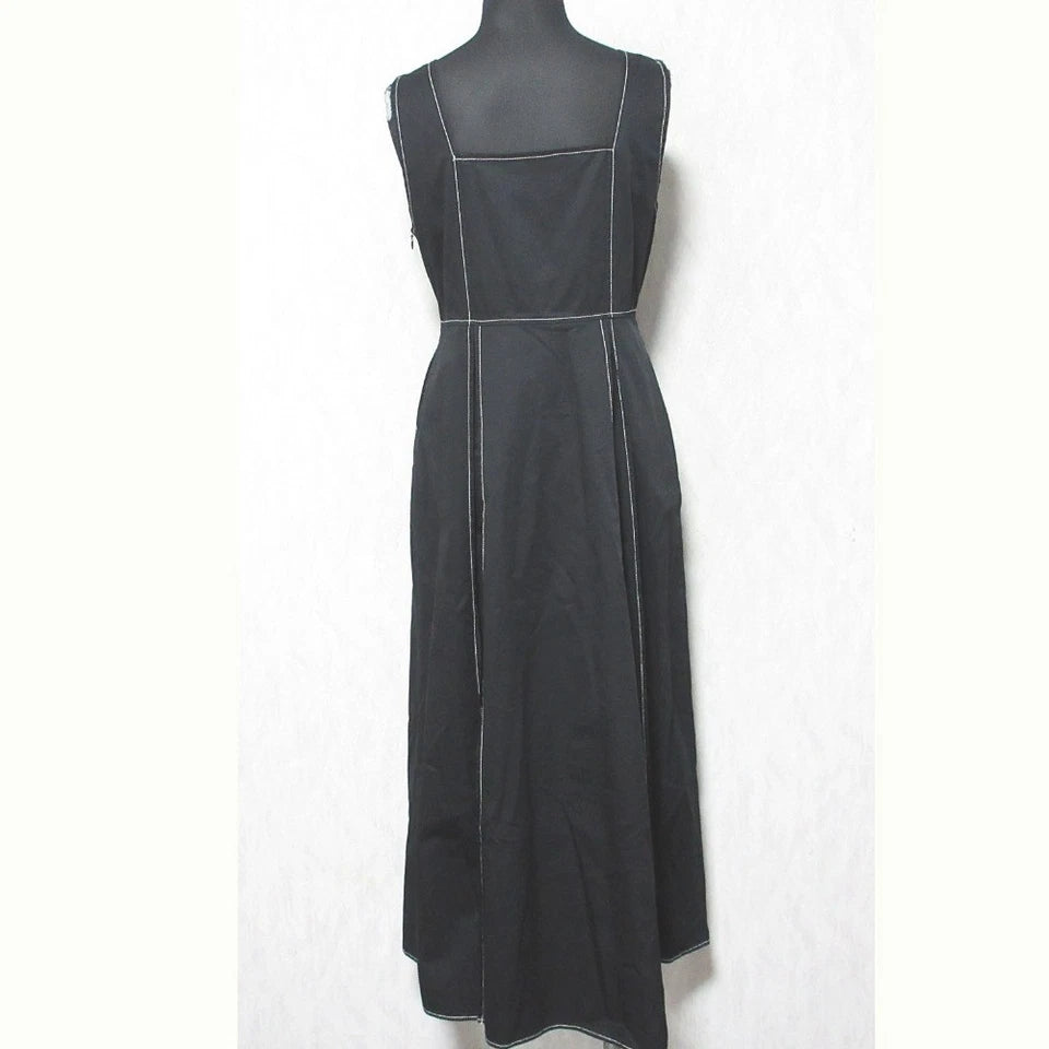 Ray BEAMS JAPAN. From 2023 Collection Black Color-Scheme Stitched Overall Dress