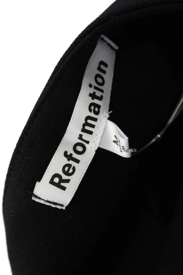 Reformation Black Pullover Spaghetti Strap Square Neck Mini Dress