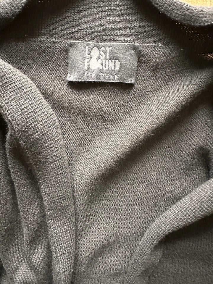 LOST & FOUND Ria Dunn, NEW/NO TAG. Black Ties Cotton Cardigan Top