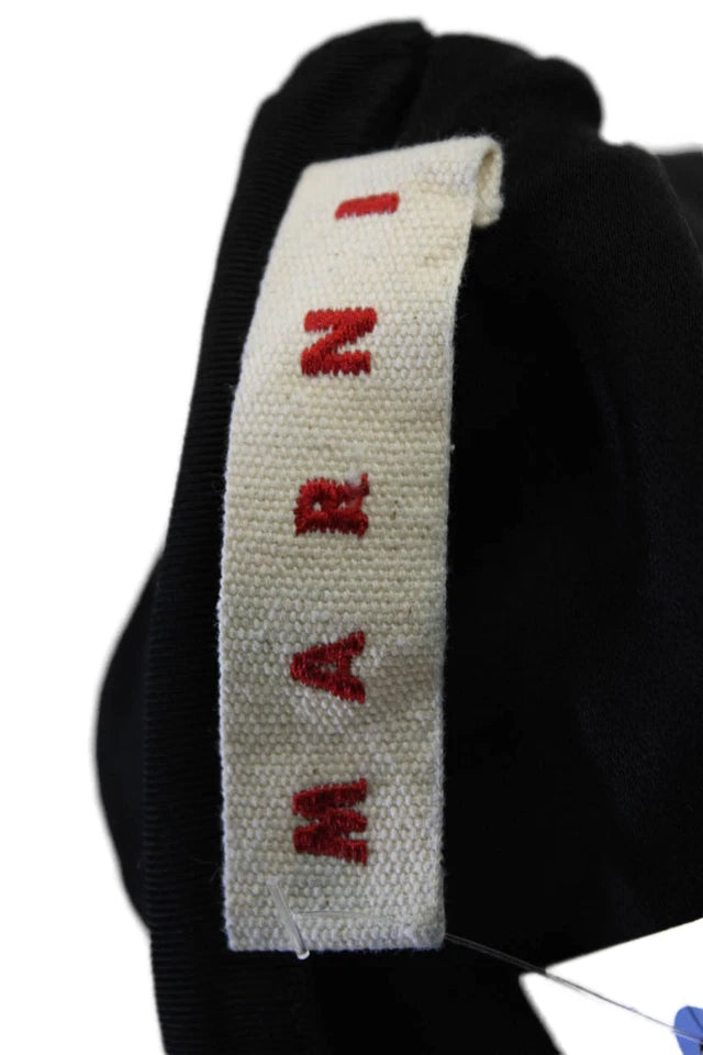 Marni Italy. Black Viscose Back Zip Sleeveless Crew Neck Knee Length Dress