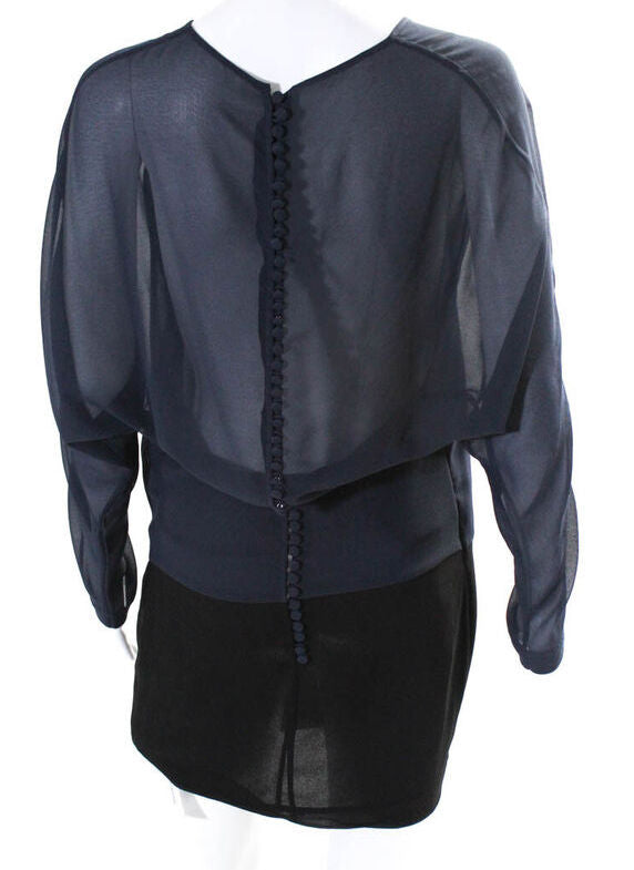 Acne Studios Sweden. Navy/Black Colorblock Long Sleeves Mini Dress