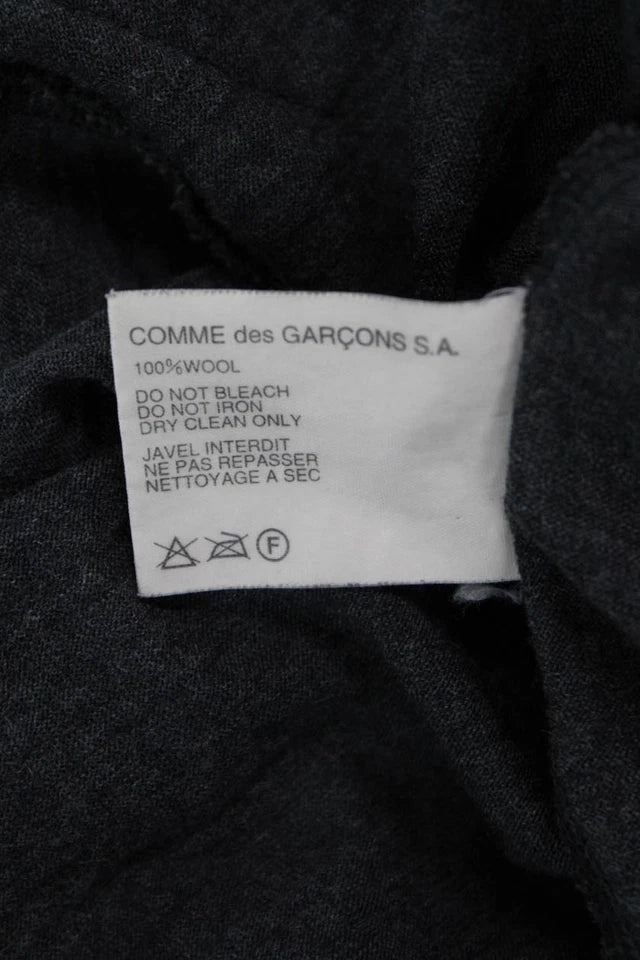 Comme Des Garcons JAPAN. SHIRT. Dark Gray Wool Crew Neck Zip Long Sleeve Top