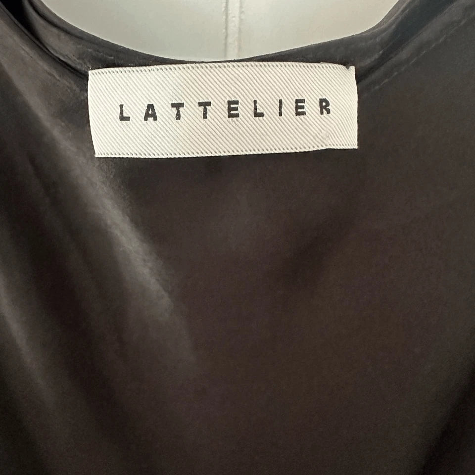 LATTELIER. Black Midi Length Slip Dress