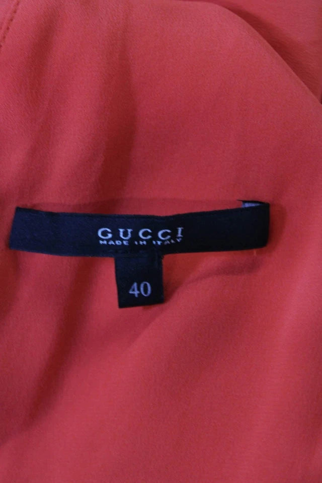 Gucci Italy. Multi Colored Tiered Silk Sleeveless Knee Length Dress