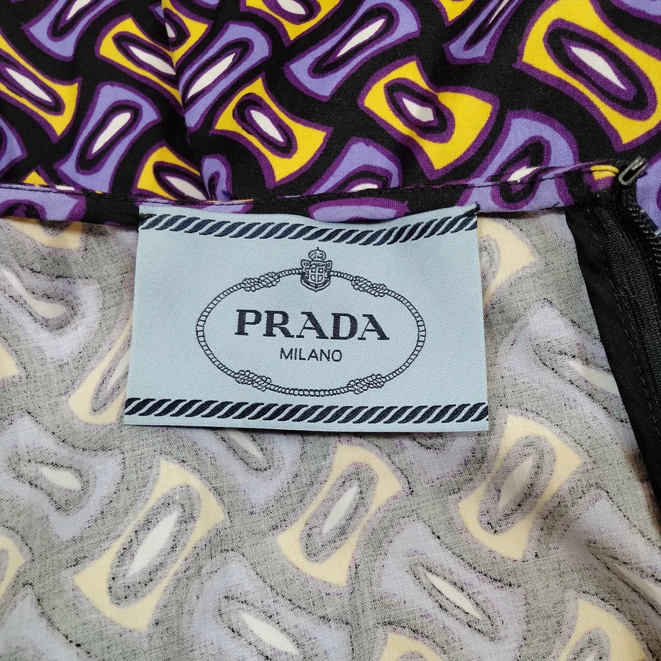 Prada Italy. Vintage Print Cotton/Elastane Dress