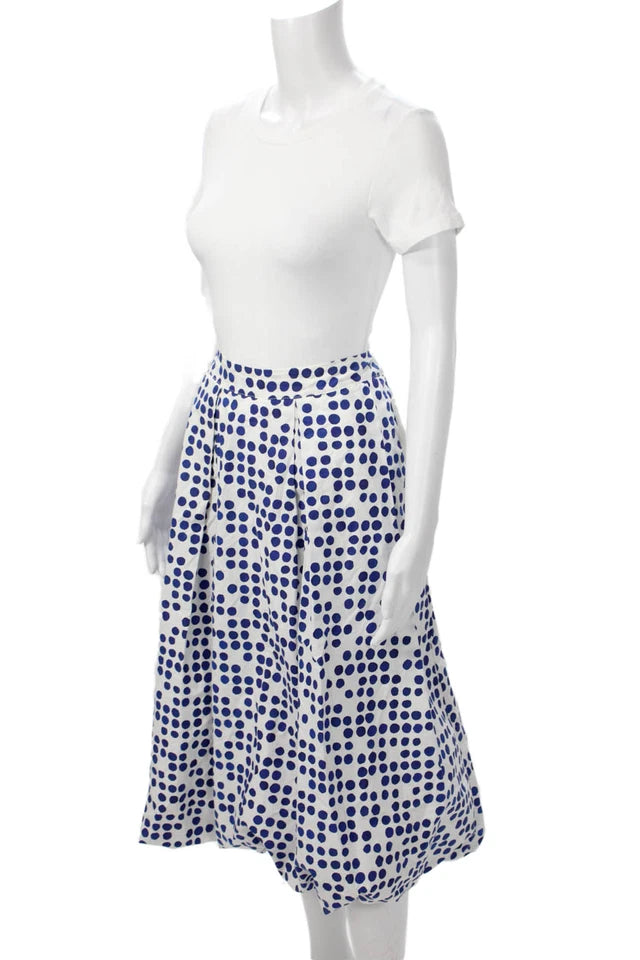 Hannoh Wessel. Paris. Pleated Polka Dot A-Line Cotton Knee Length Skirt