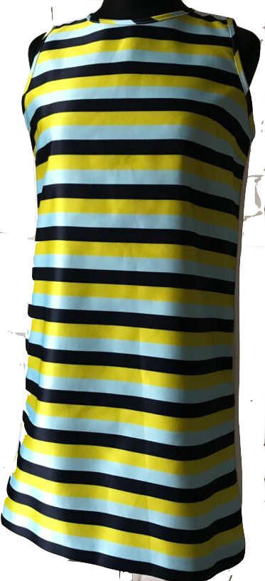 Iceberg Italy. Striped Front Tessuto Nylon, White Back Mini Dress