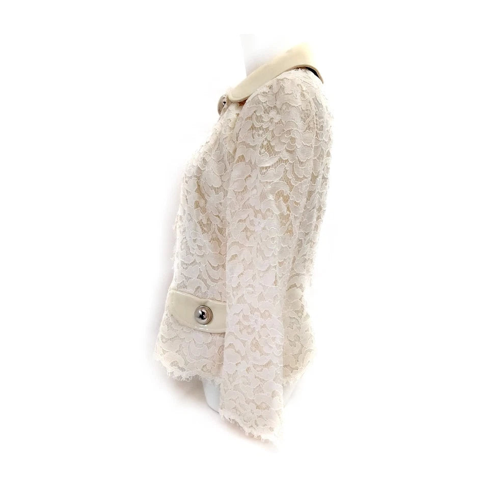 DOLCE&GABBANA ITALY. Vintage Rayon Cotton Cream Lace with Big Silver Buttons Top/Coat