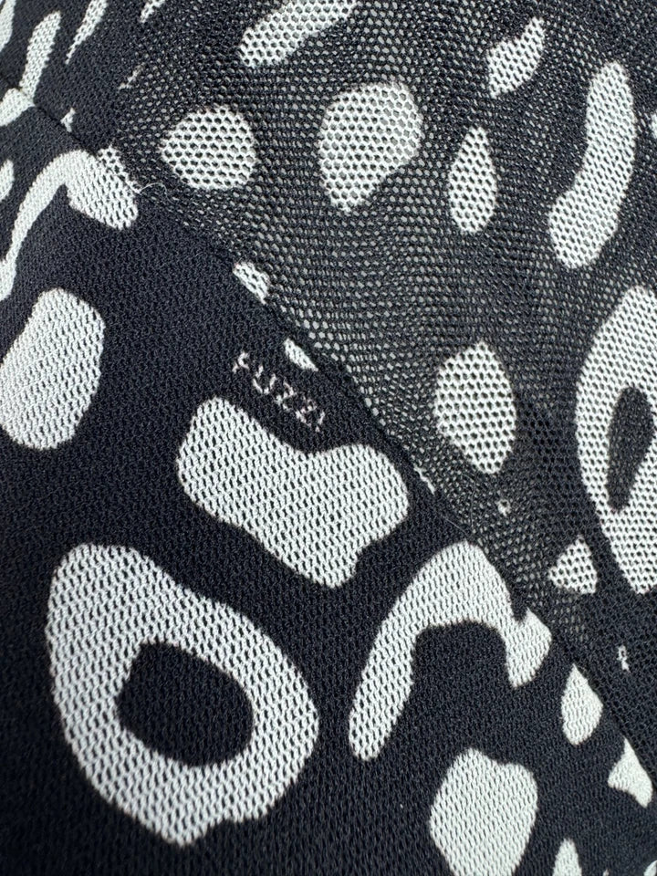 Jean-Paul Gaultier Paris. "Fuzzi" Line. Black/White Print Asymmetrical Dress