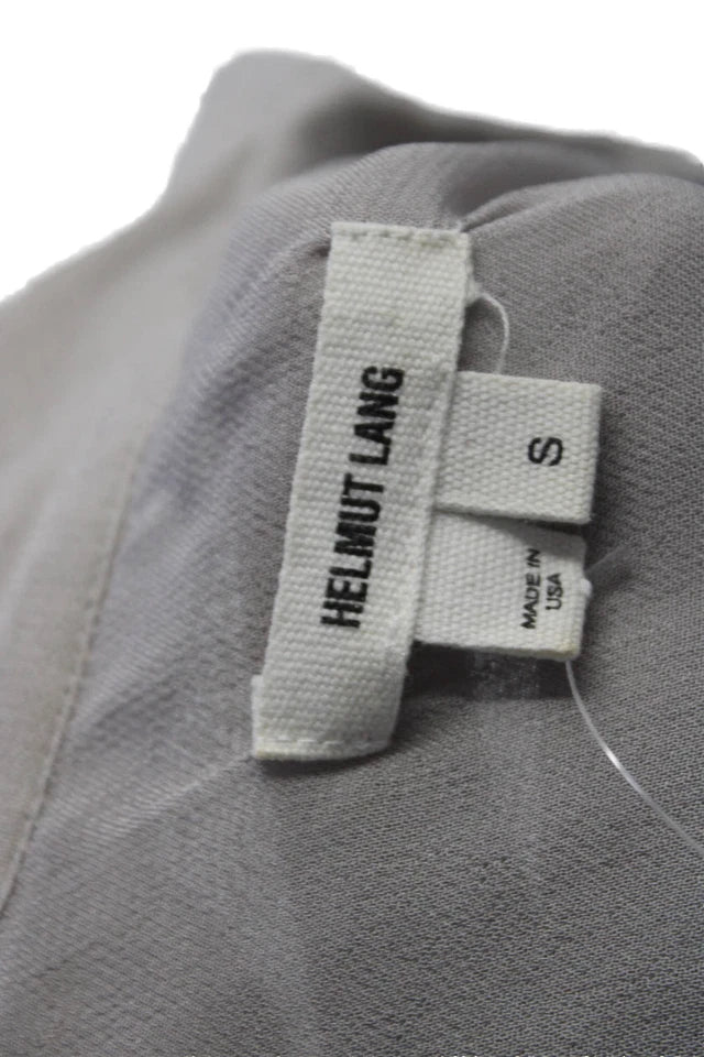 Helmut Lang NY. Gray Semi-Sheer Long Sleeve Button Up Blouse
