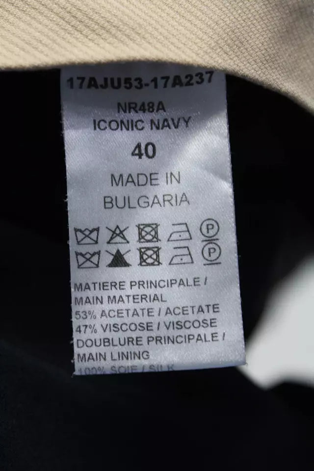 Chloe Paris. Iconic Navy Acetate Slit Front Knee Length Cargo Skirt