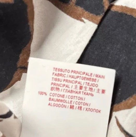 Marni Italy. Black, White Brown Asymmetrical Cotton Poplin Wrap Skirt