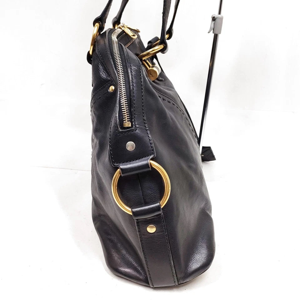 Yves Saint Laurent Paris. Classic Vintage Black Leather Shoulder Bag / Hand Bag