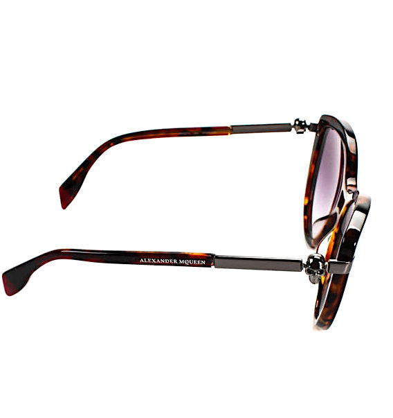 Alexander McQueen UK Tortoise Shell Cat Eye Sunglasses Violet Gradient Lenses