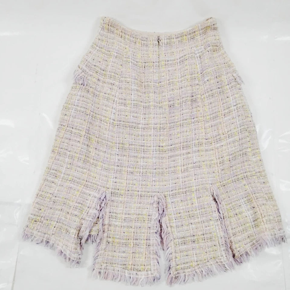 Chanel Paris. Multi-Color Light Weight Tweed Cotton Rayon Wool Skirt