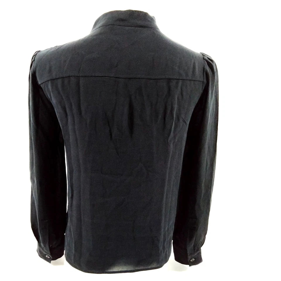 Prada Italy. Black Silk Tie Blouse/Top