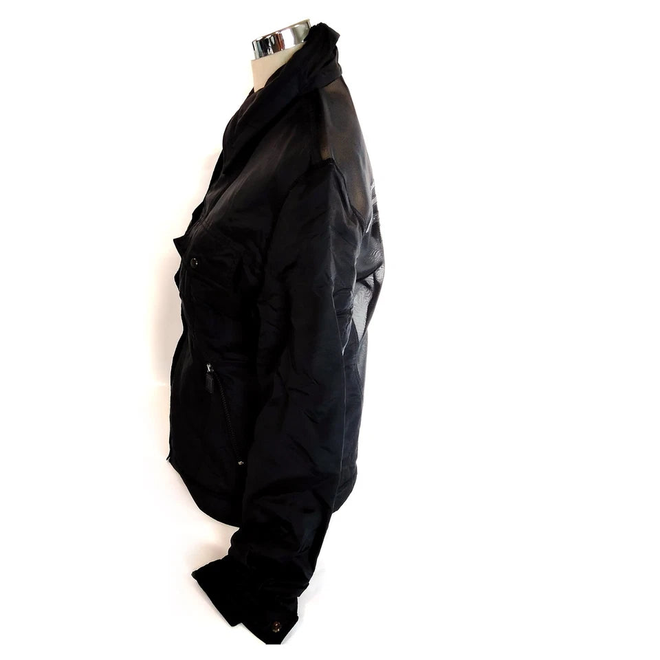 Fendi ITALY. Black Nylon Back FENDI LOGO Jacket