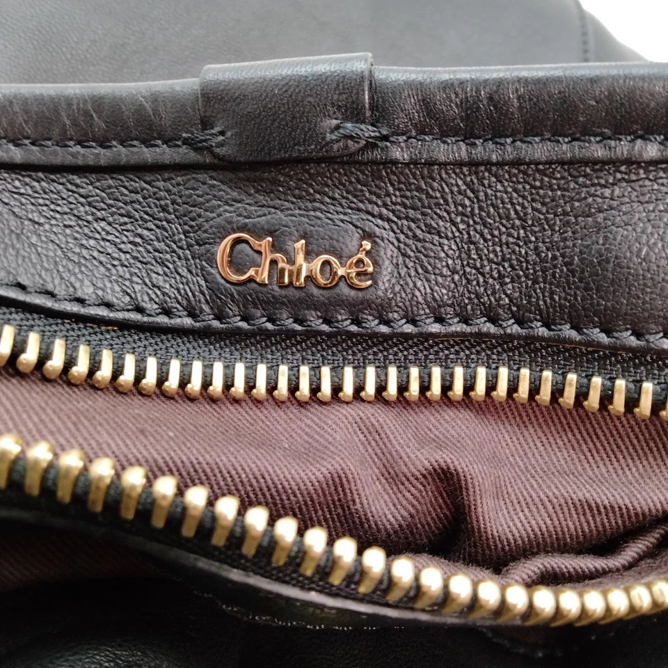 Chloe Paris. Vintage PHOEBE PHILO. Black Leather Shoulder Bag w/Braided Handle