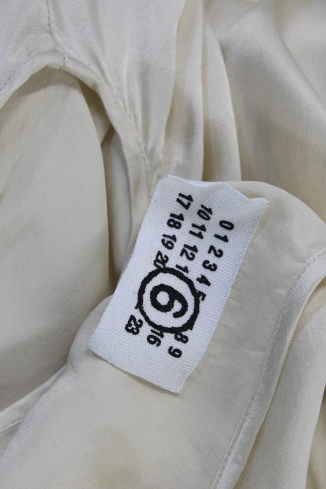 MM6 Maison Margiela Paris. Beige Sleeveless Ruched Waist Mini Dress