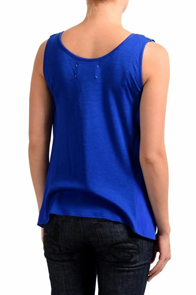 Maison Margiela PARIS. NEW. NWOT. "1" Women's 100% Silk Blue Sleeveless Blouse Top