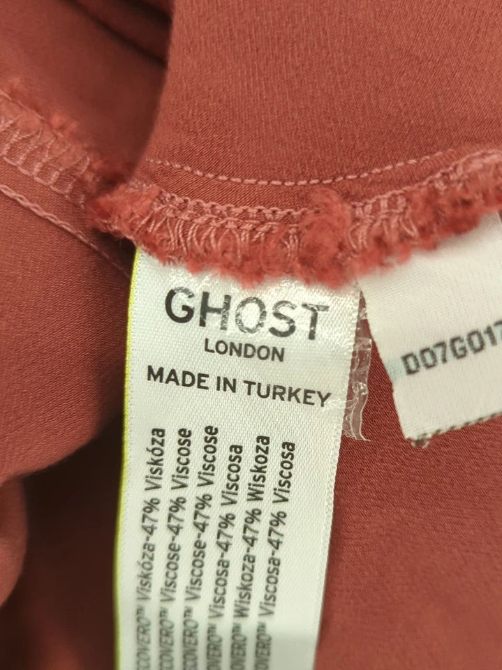 Ghost LONDON. TANYA SARNE. Vintage Burnt Sienna 100% Viscose Midi Dress