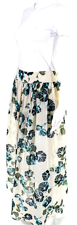 Alberta Ferretti Italy.Beige Lightweight Floral Print Lined Maxi Skirt