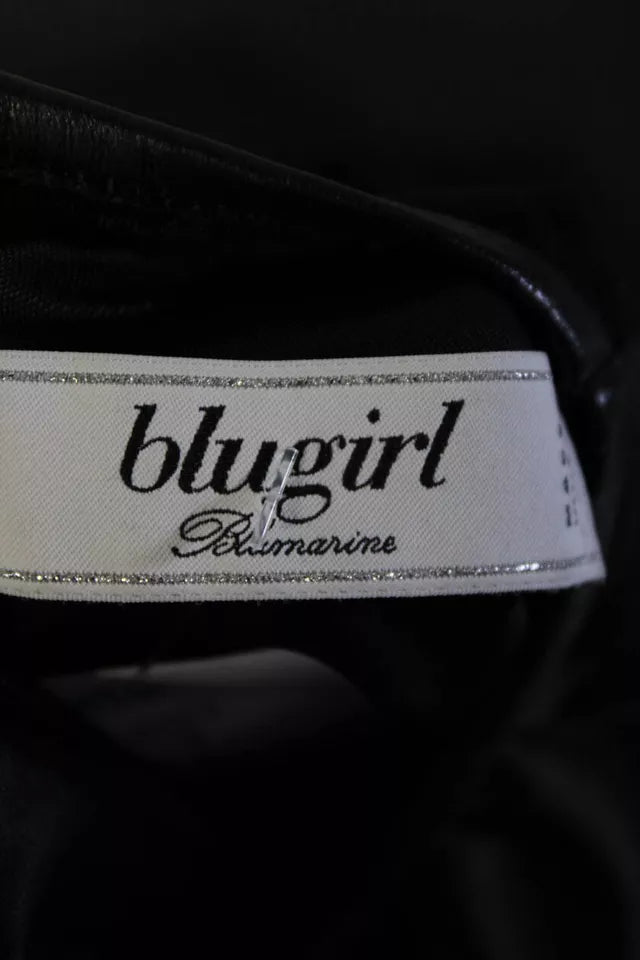 Blugirl Blumarine ITALY. ANNA MOLINARI. Black Faux Leather Mini Dress Sleeveless Faux Leather Mini Dress