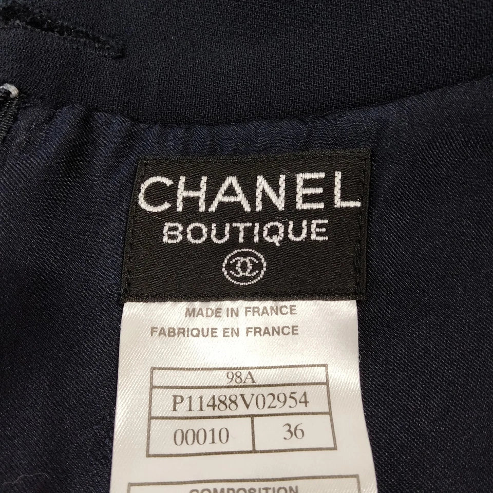 Chanel PARIS. Black Wool, Silk, Spandex Skirt