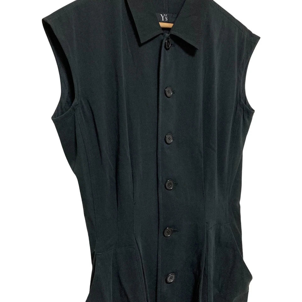Yohji Yamamoto Y'S JAPAN. Vintage Black Sleeveless Shirt Dress