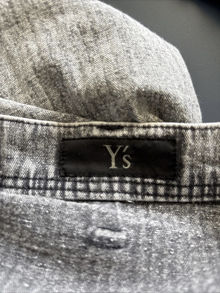 YOHJI YAMAMOTO JAPAN. Y'S Discharge Grey, Striped Denim Skirt,