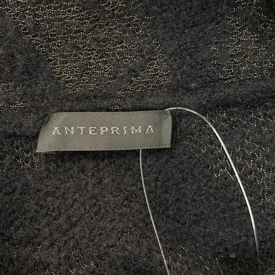 ANTEPRIMA ITALY. Black Abstract Knit Coat w/Hood