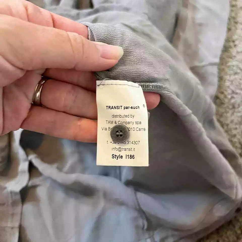 Transit Par Such Italy. Cotton Linen/Viscose Blend Gray Long Maxi Dress