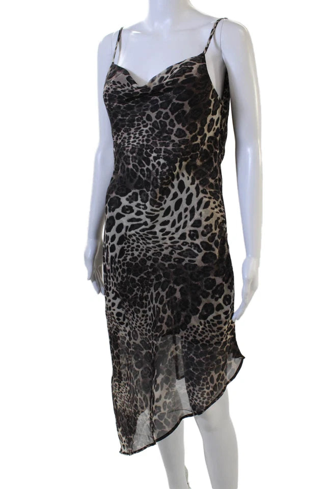 Isalis. Vintage Beige Animal Print Slip Dress