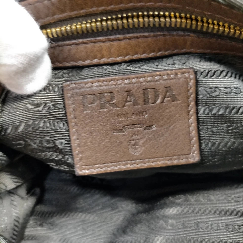 Prada Italy. Brown Pebbled Leather Shoulder Bag / Crossbody bag