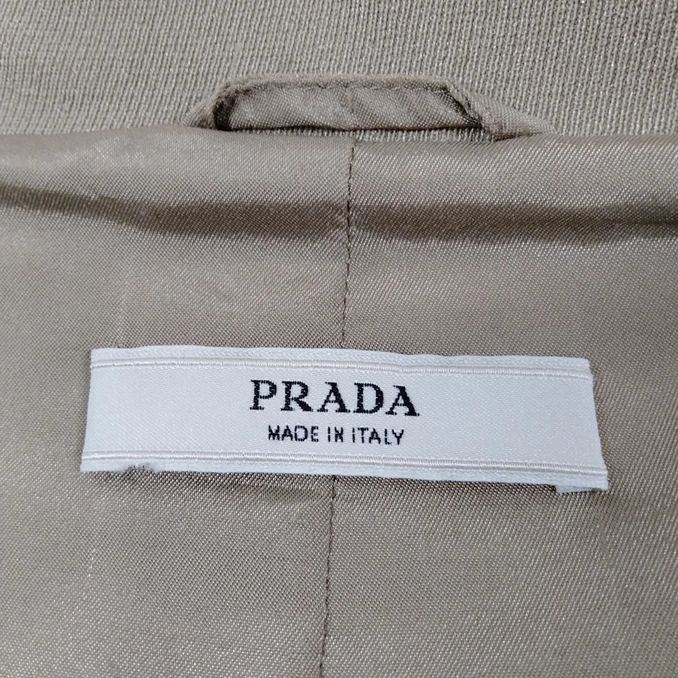 PRADA ITALY. Light Brown Nylon, Cotton, Polyurethane Long Coat