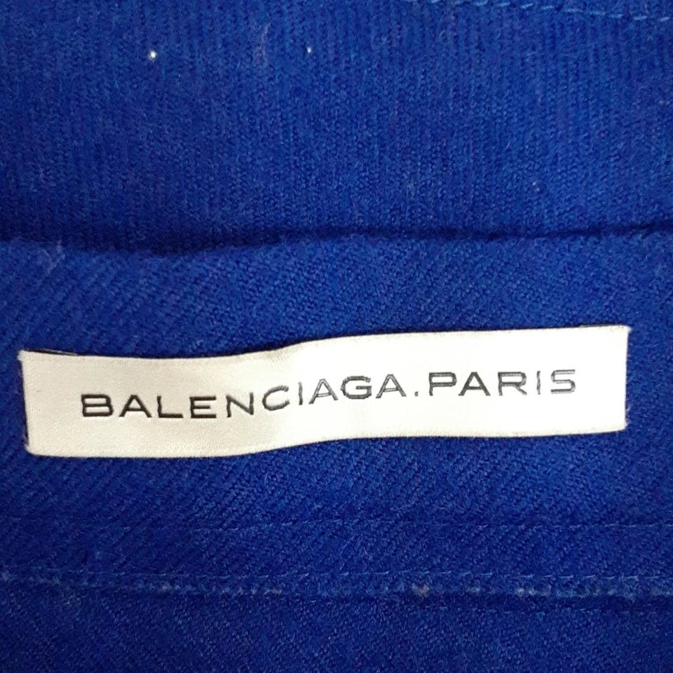 BALENCIAGA PARIS. Cobalt Blue Wool Skirt
