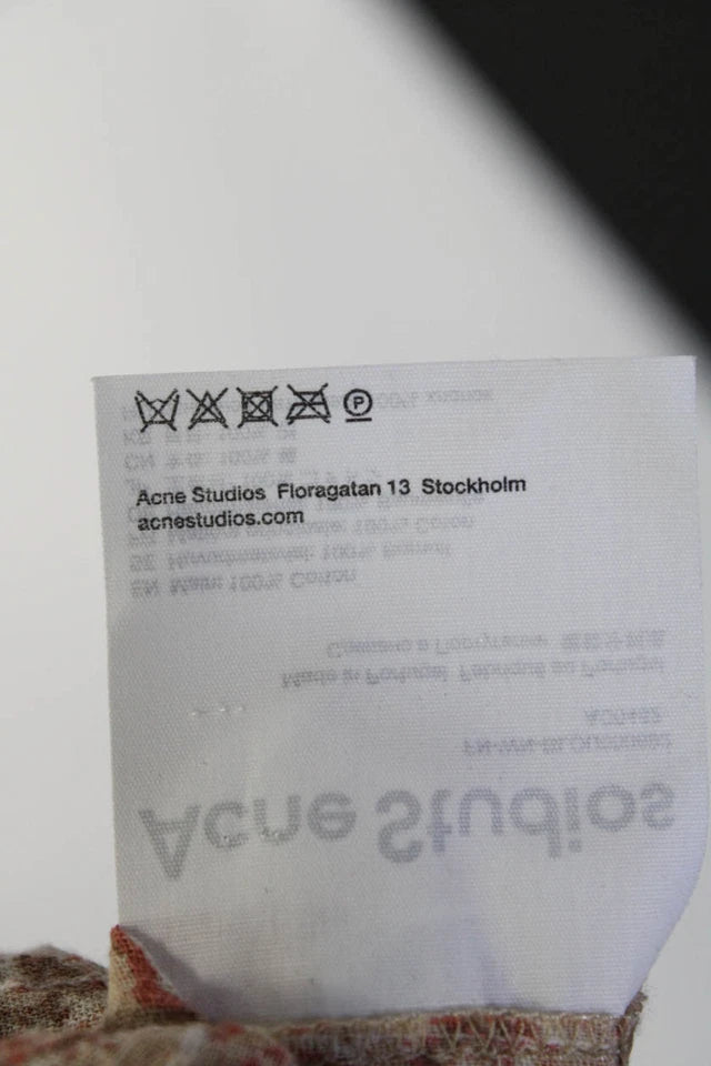 ACNE Studios SWEDEN. Brown Cotton Printed Long Sleeve Button Down Shirt