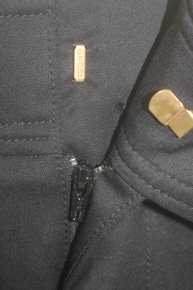 Gucci Black Cotton Slip-on Zipped Clasp Pants