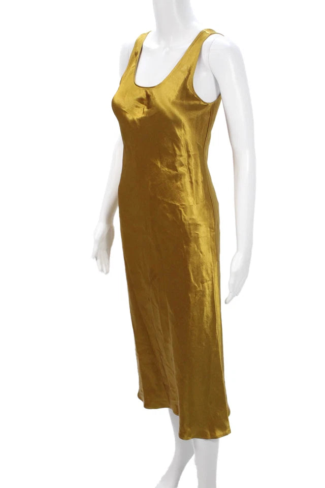 Max Mara Italy. Vintage Bronze/Gold Acetate Slip Dress