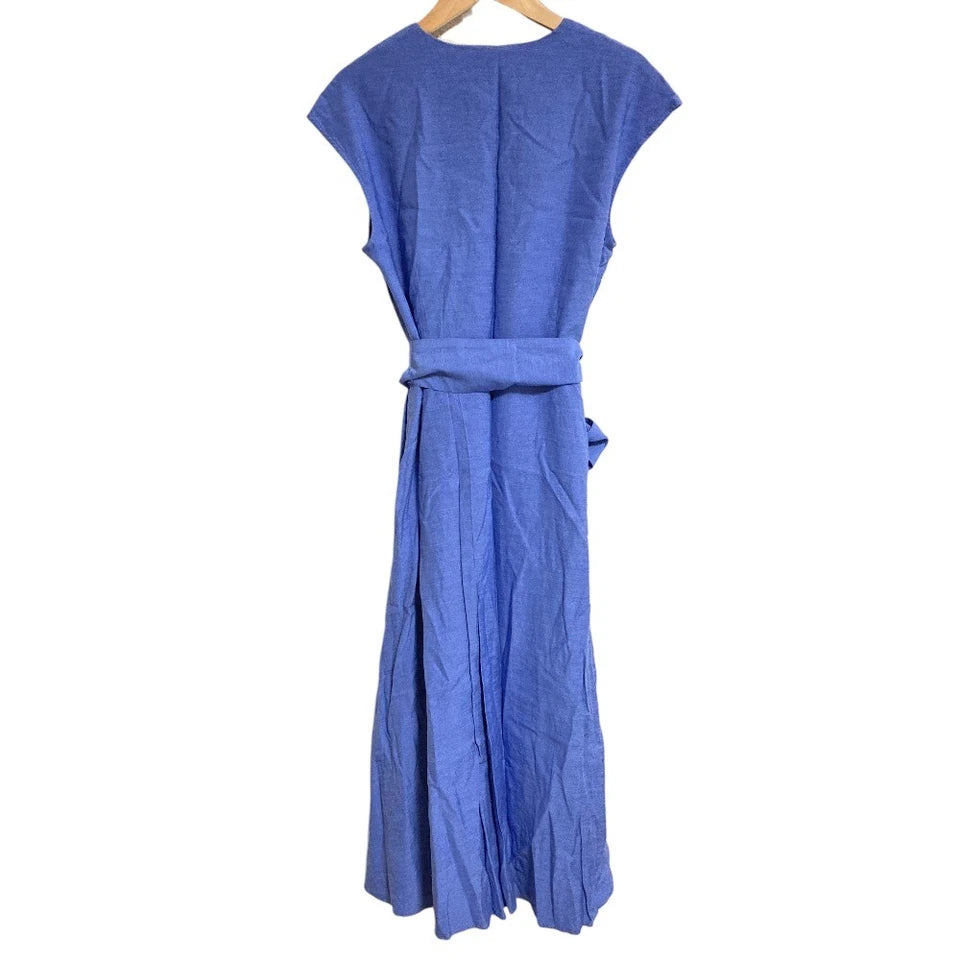 UNITED ARROWS Cache-Coeur JAPAN. Blue Sleeveless Dress with Ribbon Belt